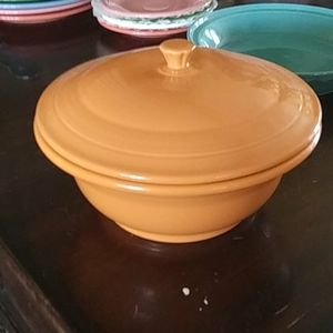 Fiestaware Tangerine covered casserole